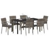vidaXL Tuin eettafelset met kussen 7 pcs Grijs poly rattan