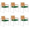 vidaXL Tuinstoelen 6 st met kussens massief acaciahout