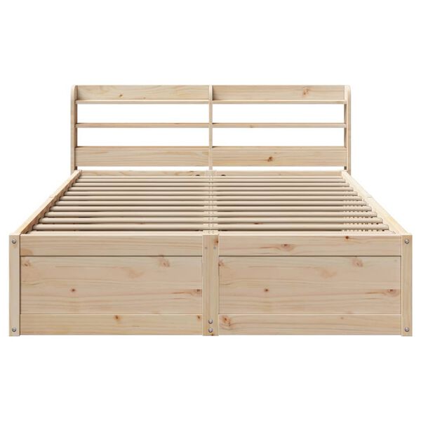 vidaXL Bedframe met hoofdbord massief grenenhout wit 140x200 cm