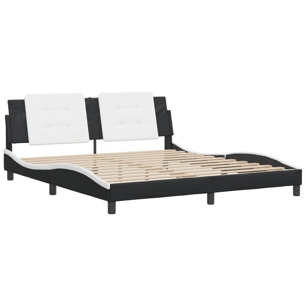 vidaXL Bedframe zonder matras "Zadar" kunstleer zwart en wit 180x200 cm