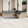 vidaXL 10-delige Loungeset met kussens poly rattan beige