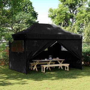 vidaXL Partytent inklapbaar pop-up met 4 zijwanden zwart