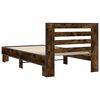 vidaXL Bedframe bewerkt hout en metaal gerookt eikenkleurig 90x200 cm