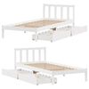 vidaXL Bedframe zonder matras massief grenenhout wit 75x190 cm