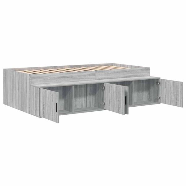 vidaXL Bedframe met lade Grijs Sonoma 90 x 190 cm Bewerkt hout