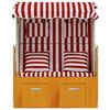 vidaXL Strandstoel met kussens poly rattan en hout rood en wit