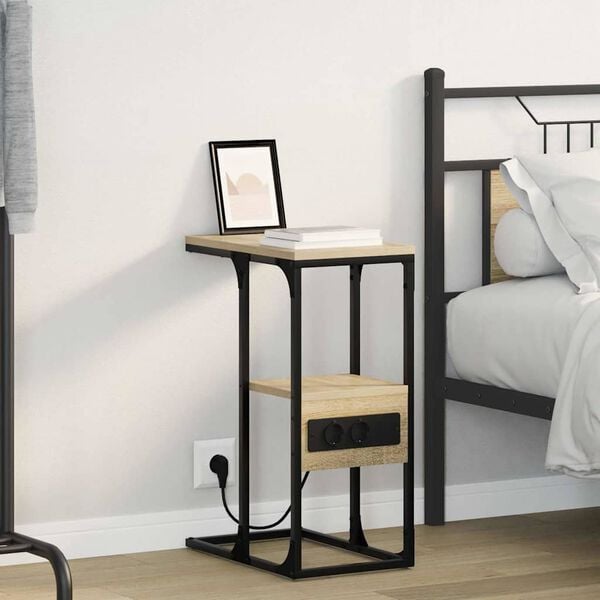 vidaXL Nachtkastje Sonoma eiken 41.5 x 26 x 60.5 cm Bewerkt hout