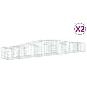 vidaXL Schanskorven 2 st gewelfd 400x50x40/60 cm ijzer