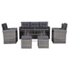 vidaXL 6-delige Loungeset met kussens poly rattan grijs