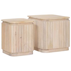 vidaXL Handgemaakte Bijzettafel Set 2 st Wit 45 x 45 x 45 cm