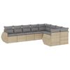 vidaXL 9-delige Loungeset met kussens poly rattan beige