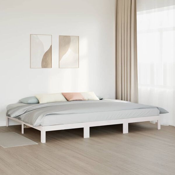vidaXL Bedframe Family zonder matras 240x200 cm massief grenenhout wit