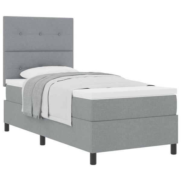 vidaXL Boxspringbed met matras Lichtgrijs 90 x 190 cm Stof