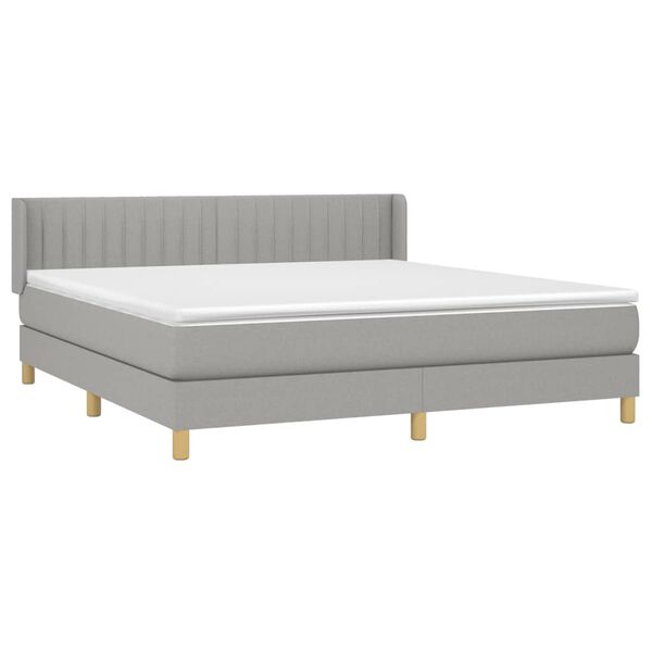 vidaXL Boxspring met matras stof lichtgrijs 180x200 cm