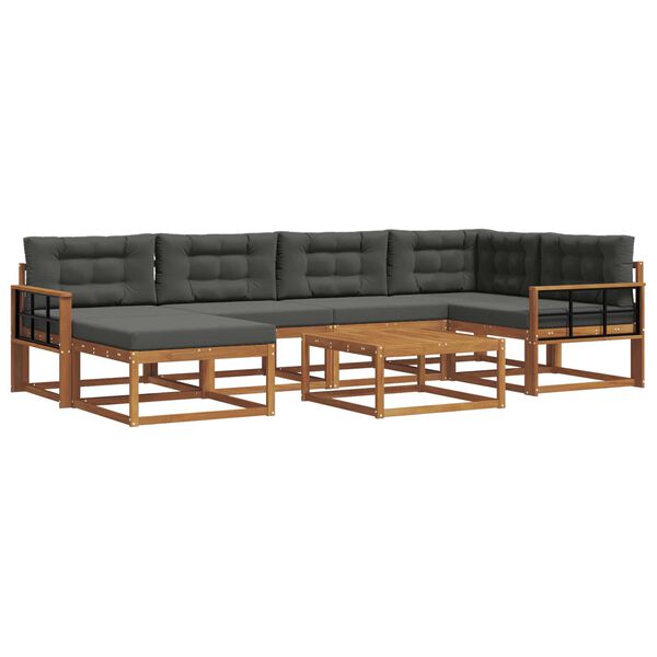 vidaXL Buiten bankenset met kussen 7 pcs Natuurlijk en Antraciet