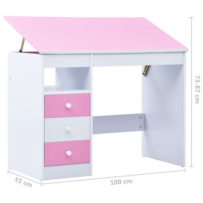 vidaXL Kindertekentafel/-bureau kantelbaar roze en wit