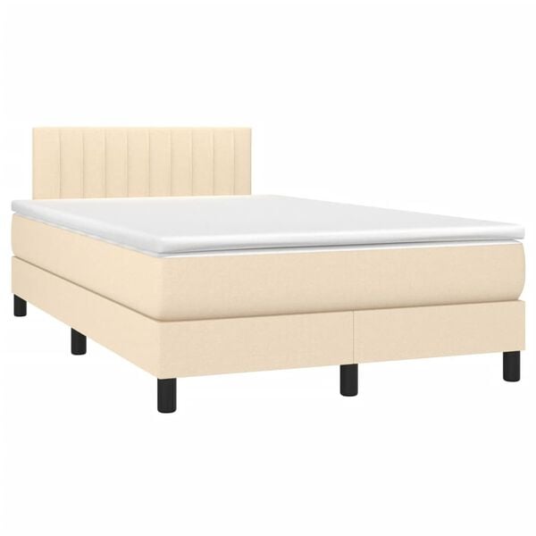 vidaXL Boxspring met matras stof cr&egrave;mekleurig 120x200 cm
