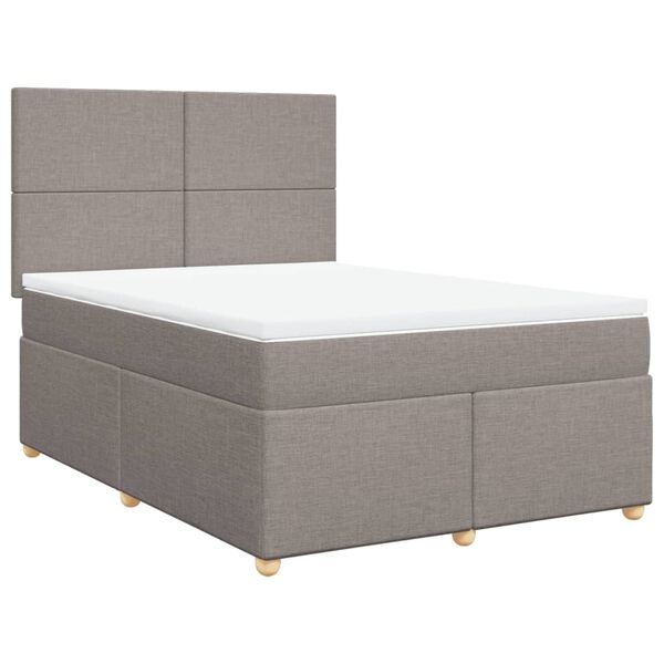 vidaXL Boxspring met matras stof taupe 140x200 cm