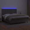 vidaXL Boxspring met matras en LED kunstleer grijs 160x200 cm