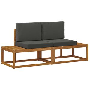 vidaXL Buiten Eind Sofa met kussen 2 Stuk Natuurlijk en Antraciet