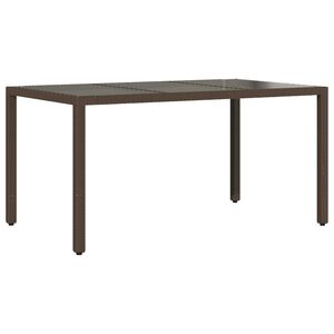 vidaXL Tuintafel met glazen blad 150x90x75 cm poly rattan bruin
