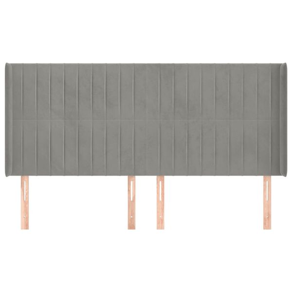 vidaXL Hoofdbord met randen 163x16x118/128 cm fluweel lichtgrijs