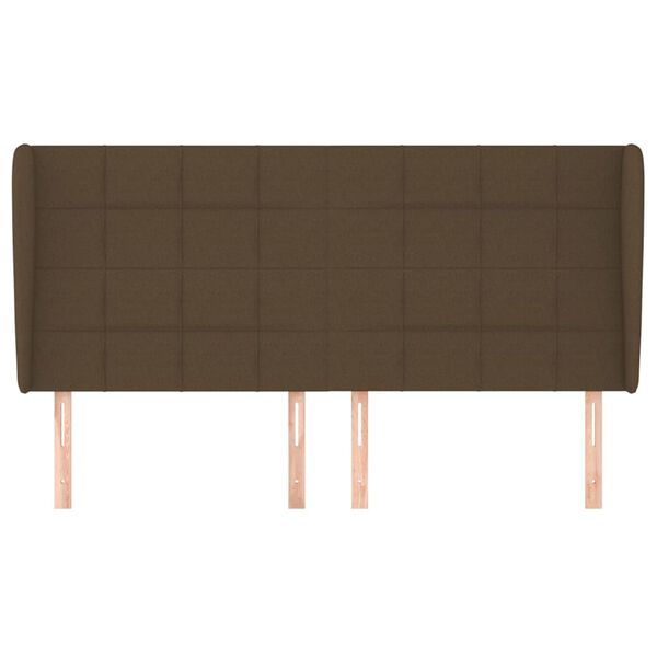 vidaXL Hoofdbord met randen 203x23x118/128 cm stof donkerbruin