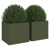 vidaXL Plantenbakken 2 st 32x30x29 cm staal olijfgroen