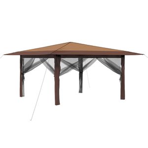 vidaXL Paviljoen met 4 Zijwanden 4 x 4 m Beige en Bruin