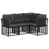 vidaXL Buiten bankenset met kussen 4 pcs Zwart Polyester