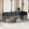 vidaXL Tuin Sofa Set met kussen met opslag 8 pcs Grijs Poly riet