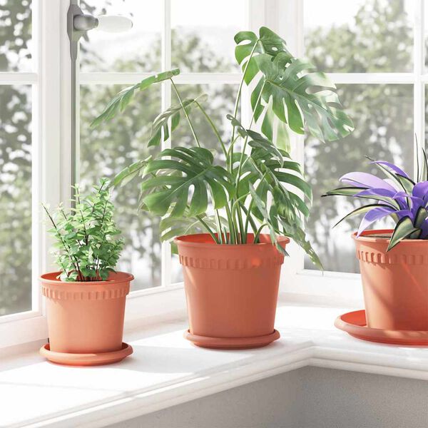 vidaXL Ronde Bloempot 24 pcs Baksteenrood &Oslash; 19 x 16 cm Kunststof