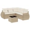 vidaXL 6-delige Loungeset met kussens poly rattan beige