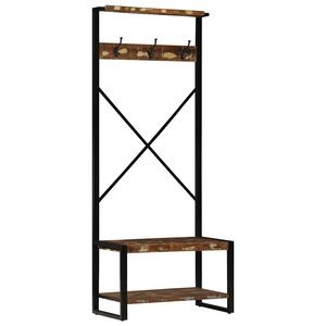 vidaXL Kledingrek 80x40x190 cm massief gerecycled hout meerkleurig