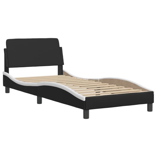 vidaXL Bed met matras "Hvar" kunstleer zwart en wit 90x190 cm