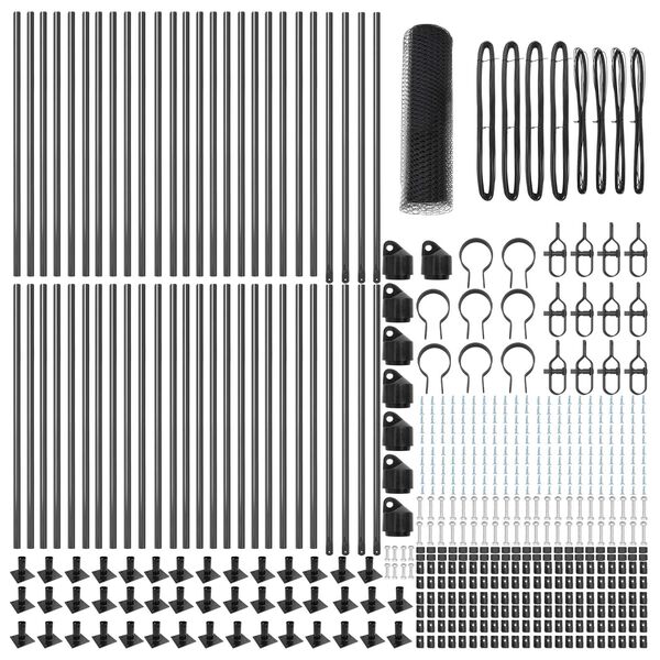 vidaXL Hecke met palen Grijs 0.8 x 100 m PVC-gecoat staal