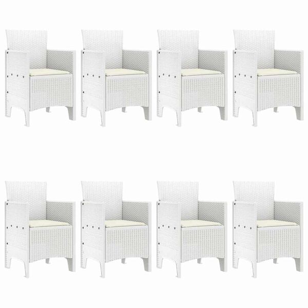 vidaXL Tuin Eetset 9 pcs Wit Polypropyleen