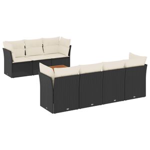 vidaXL 8-delige Loungeset met kussens poly rattan zwart