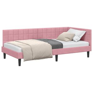 vidaXL Hoekbedframe met hoofdeinde Roze 90 cm x 190 cm Fluweel