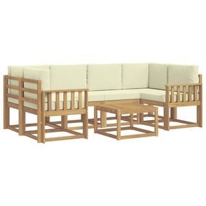 vidaXL Buiten bankenset met kussen 7 pcs Wit en cr&egrave;mekleurig