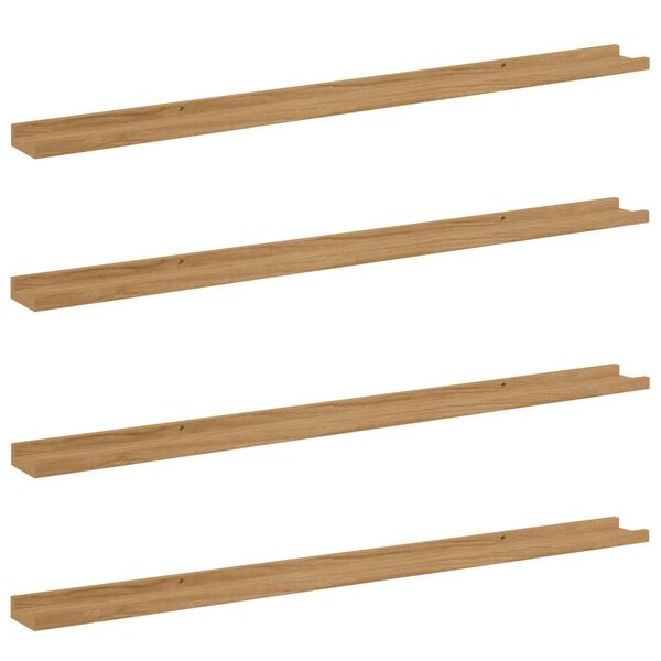 vidaXL Wandplank met plank 4 pcs Bruin 115 x 9 x 3 cm Bewerkt hout