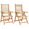 vidaXL Opklapbare stoelen, 2 stuks, beige, massief acaciahout en polypropyleen.