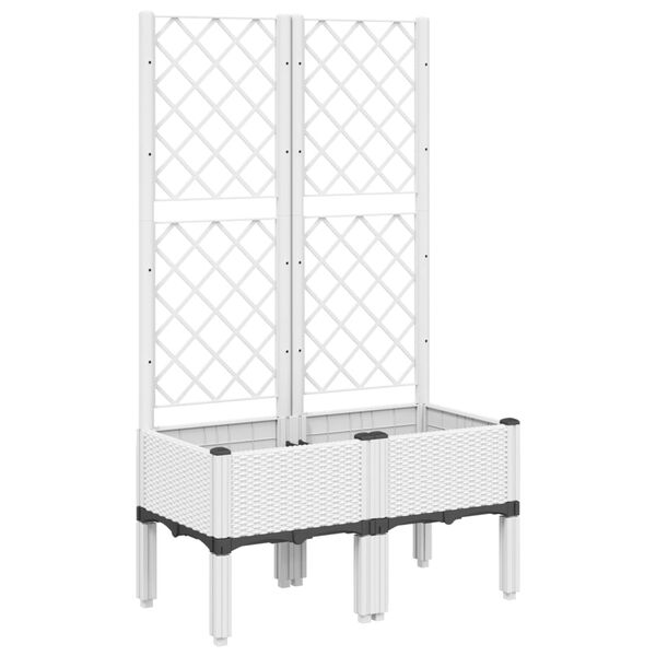 vidaXL Plantenbak met latwerk 80x40x142 cm polypropeen wit