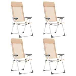 vidaXL Campingstoelen 4 st inklapbaar aluminium cr&egrave;mewit