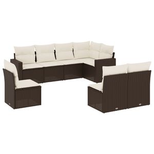 vidaXL 8-delige Loungeset met kussens poly rattan bruin