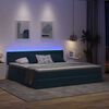 vidaXL Opbergbed met LED met matras Donkerblauw 200 x 200 cm Fluweel