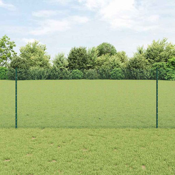 vidaXL Hek met Paal Groen 1 x 50 m Staal en PVC