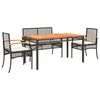 vidaXL 5-delige Tuinset met kussens poly rattan zwart