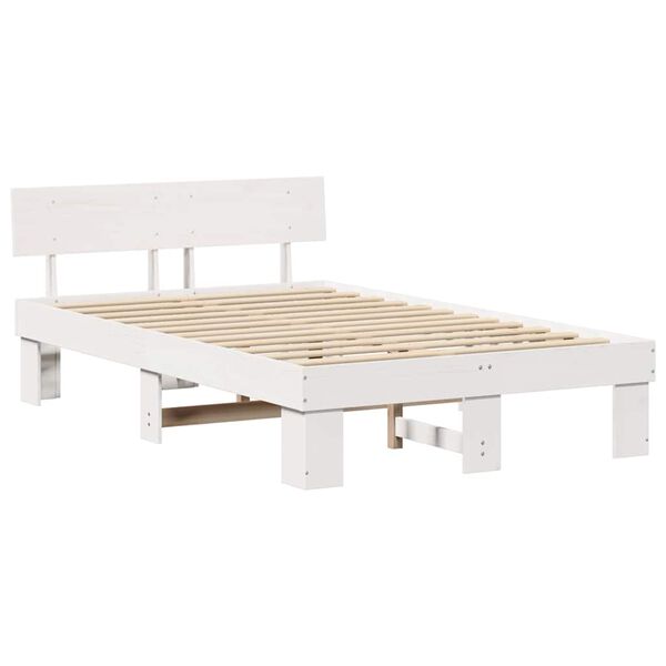 vidaXL Bedframe met hoofdeinde Wit 120 x 200 cm Massief grenenhout