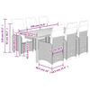 vidaXL 7-delige Bistroset met kussens poly rattan grijs